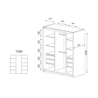 Rico 150 cm 4 fiókos, tolóajtós gardróbszekrény sonoma színben