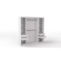   Rico 180 cm 4 fiókos, tolóajtós gardróbszekrény fehér színben