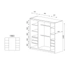 Rico 180 cm 4 fiókos, tolóajtós gardróbszekrény sonoma színben