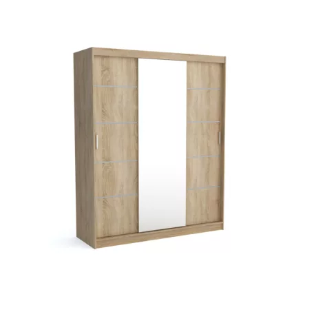 Rico 200 cm 4 fiókos, tolóajtós gardróbszekrény sonoma színben