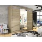 Palma LUX 200 cm tolóajtós gardróbszekrény 4 fiókkal, sonoma színben