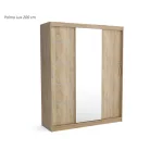 Palma LUX 200 cm tolóajtós gardróbszekrény 4 fiókkal, sonoma színben