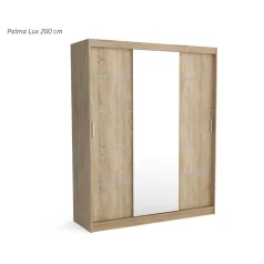   Palma LUX 200 cm tolóajtós gardróbszekrény 4 fiókkal, sonoma színben