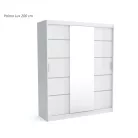 Palma LUX 200 cm tolóajtós gardróbszekrény 4 fiókkal, fehér színben