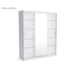   Palma LUX 200 cm tolóajtós gardróbszekrény 4 fiókkal, fehér színben