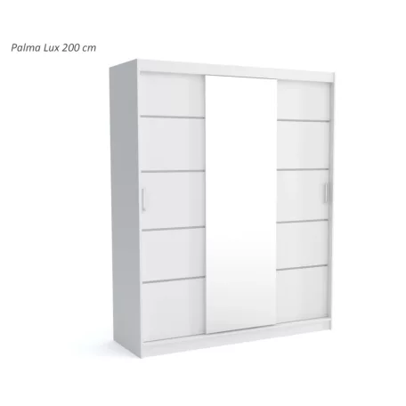 Palma LUX 200 cm tolóajtós gardróbszekrény 4 fiókkal, fehér színben