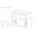 Palma LUX 200 cm tolóajtós gardróbszekrény 4 fiókkal, fehér színben