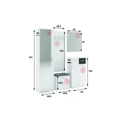 Justus 5 Előszobai cipős szekrény fehér/artisan