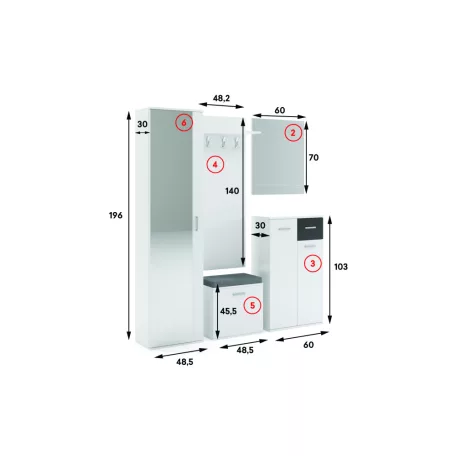 Justus 4 Előszobai fogas
