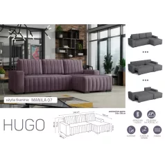   HUGO ággyá alakítható, ágyneműtartós, hullámrugós sarok kanapé Manila 07 színben