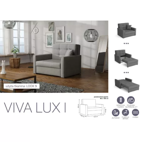 VIVA LUX I. előre nyíló fotelágy Look 9 színben