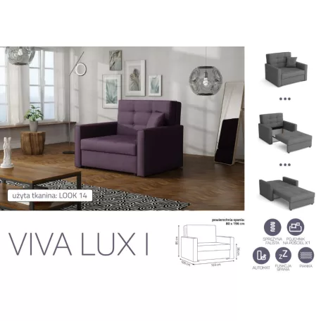 VIVA LUX I. előre nyíló fotelágy Look 14 színben