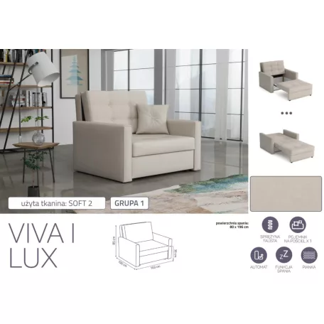 VIVA LUX I. előre nyíló fotelágy Soft 2 színben