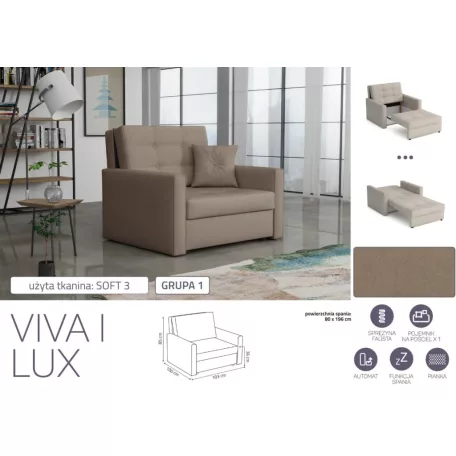 VIVA LUX I. előre nyíló fotelágy Soft 3 színben