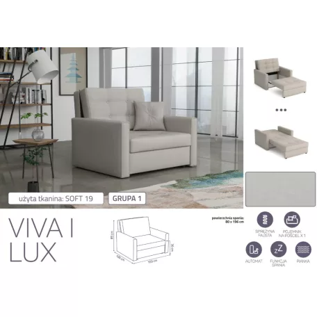 VIVA LUX I. előre nyíló fotelágy Soft 19 színben