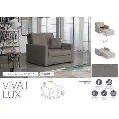 VIVA LUX I. előre nyíló fotelágy Soft 20 színben