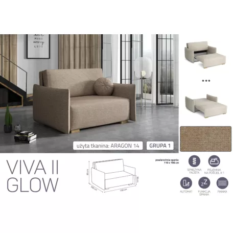 VIVA Glow II. előre nyíló fotel Aragon 14 színben