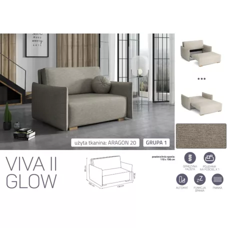VIVA Glow II. előre nyíló fotel Aragon 20 színben