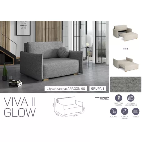 VIVA Glow II. előre nyíló fotel Aragon 90 színben