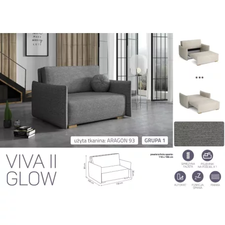 VIVA Glow II. előre nyíló fotel Aragon 93 színben
