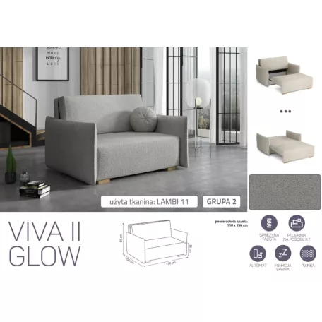 VIVA Glow II. előre nyíló fotel Lambi 11 színben