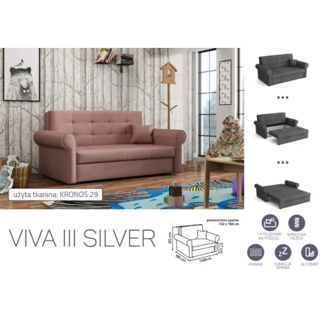VIVA SILVER III. előre nyíló rugós kanapékronos 29 színben