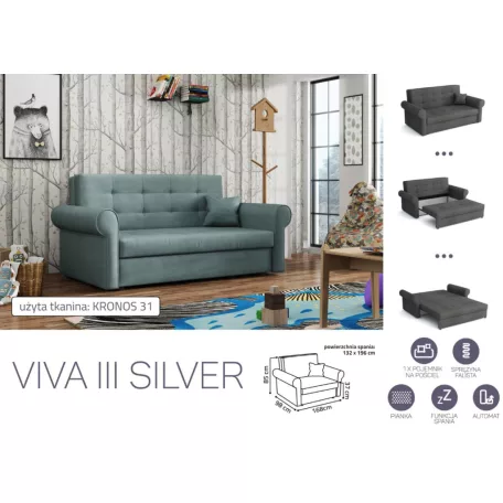 VIVA SILVER III. előre nyíló rugós kanapékronos 31 színben