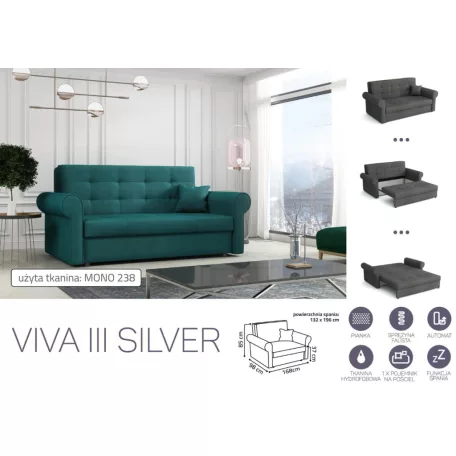 VIVA SILVER III. előre nyíló rugós kanapé Mono 238 színben