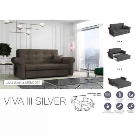 VIVA SILVER III. előre nyíló rugós kanapé Mono 234 színben