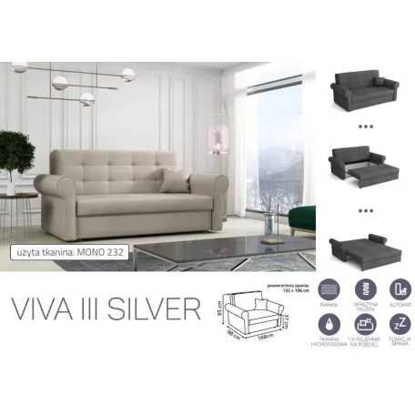 VIVA SILVER III. előre nyíló rugós kanapé Mono 232 színben
