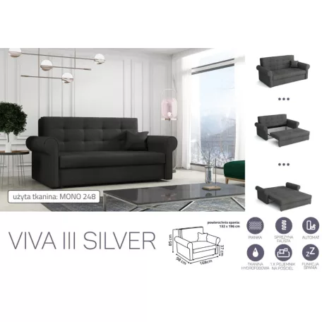 VIVA SILVER III. előre nyíló rugós kanapé Mono 248 színben