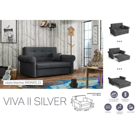 VIVA SILVER II. előre nyíló rugós kanapékronos 22 színben
