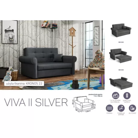 VIVA SILVER II. előre nyíló rugós kanapékronos 26 színben