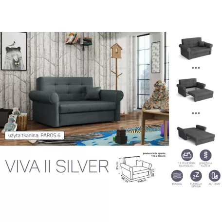 VIVA SILVER II. előre nyíló rugós kanapé Paros 6 színben