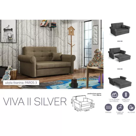 VIVA SILVER II. előre nyíló rugós kanapé Paros 3 színben