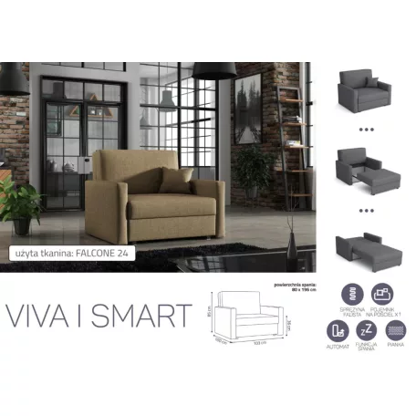 VIVA SMART I előre nyíló rugós, ágyneműtartós fotelágy Falcone 24 színben