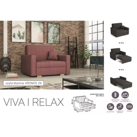 VIVA Relax I. előre nyíló fotelágy Kronos 29 színben