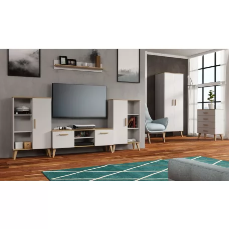 DITA 4 fiókos komód matt fehér/sonoma