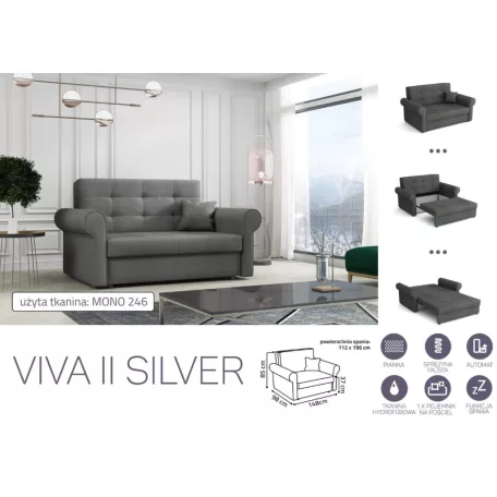 VIVA SILVER II. előre nyíló rugós kanapé Mono 246 színben