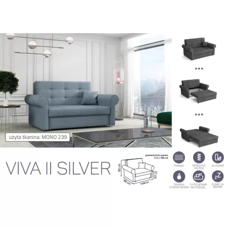 VIVA SILVER II. előre nyíló rugós kanapé Mono 239 színben