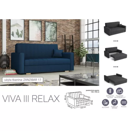 VIVA Relax III. előre nyíló fotel Zanzibar 17 színben