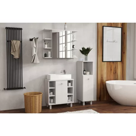 Adel alacsony fürdőszobai szekrény fehér színben