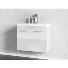 Laurine mosdós szekrény magasfényű fehér színben