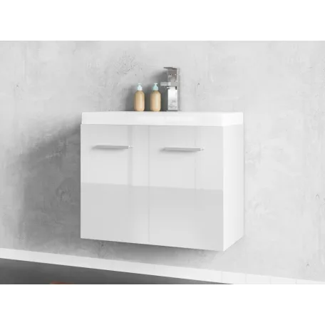 Laurine mosdós szekrény magasfényű fehér színben