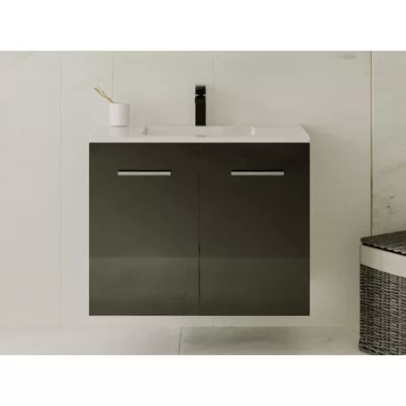 Laurine mosdós szekrény magasfényű fekete színben