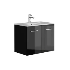 Laurine mosdós szekrény magasfényű fekete színben