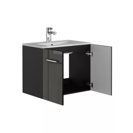 Laurine mosdós szekrény magasfényű fekete színben