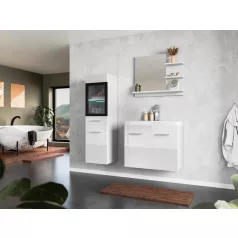   Laurine fürdőszobai magas szekrény  magasfényű fehér színben (110 cm )