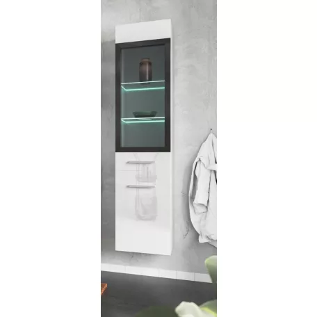 Laurine fürdőszobai magas szekrény II.  magasfényű Fehér színben (133 cm)