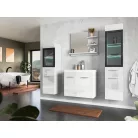 Laurine fürdőszobai magas szekrény II.  magasfényű Fehér színben (133 cm)